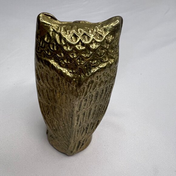 Vintage Brass Owl 4” Heavy (Still Has Vintage Walmart Sticker) - Picture 2 of 6